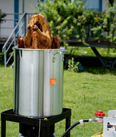Kit de cuisson extérieur complet en aluminium de 30 Qt avec brûleur au propane, friteuse à dinde et marmite à fruits de mer, incluant un couvercle pour Thanksgiving