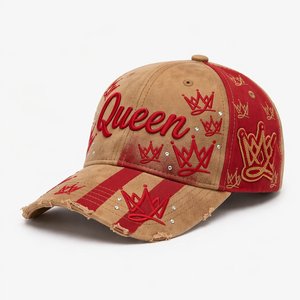 Wholesale T&L Custom Logo Flat Embroidery Rhinestones 6-Panel Faux Suede Adjustable Luxury <b>Vintage</b> Bling Baseball <b>Cap</b> - Product Image 1