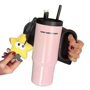 Lucky Supply Club Insulated Tumbler 500ml With Straw Handle Travel Mug Stainless Steel Cup For Outdoor Office Use - Product Image 5