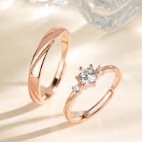 Bagues de couple en argent pur S925, ajustables et ouvertes, pour hommes et femmes, avec pierres pavées, bijoux en gros