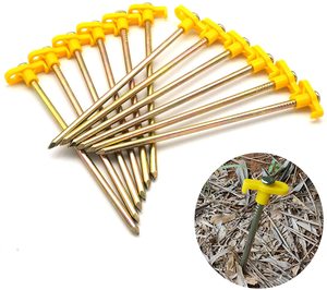 Steel Aluminum Tent Pegs outdoor Camping Accessory Steel Wire Garden Stake with plastic head
