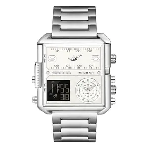 Часы наручные Sanda 6023-S Мужские кварцевые цифровые, многофункциональные ретро модные Молодежные квадратные наручные часы для спорта на открытом воздухе