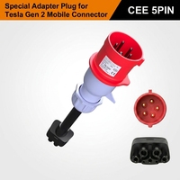 Nouvel adaptateur de connecteur mobile CEE rouge 32A pour Tesla Gen 2, convertisseur de prise industrielle à 5 broches pour station de recharge Tesla 250V 0,3M
