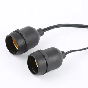 E27 waterproof lamp holder with wire for festoon light/rubber e26 water resistant lamp socket/black outdoor string light e27 e26