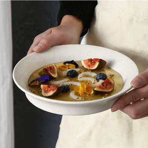 Ensemble de vaisselle en céramique à pois bleus et blancs, style occidental, <span class=keywords><strong>assiette</strong></span> et bol pour la restauration et l'hôtellerie - Product Image 4
