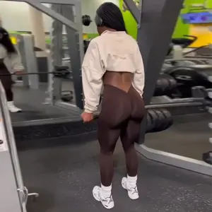 2023 nouvelles femmes entraînement gymnastique bout à bout sans couture serré sport Nylon taille haute solide pleine longueur Yoga pantalon croisé V dos - Product Image 6