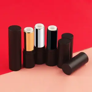 3.5G Leeg Mat Rond Zwart Zilver Goud Lippenstift Buis Cosmetisch Pakket 12.1Mm Lipstick Tubes Diy Custom Logo