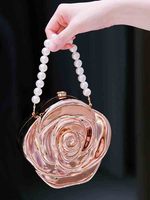 Sac à main bandoulière floral tendance avec chaîne de perles, idéal pour les mariages et les soirées classiques
