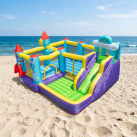 Château gonflable commercial en PVC durable de 0,55 mm d'épaisseur, certifié CE, garantie 3 ans, combo château gonflable et trampoline pour fêtes