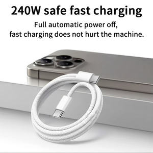 Cable de Carga Trenzado de 2 Metros y 240 W de Tendencia, Tipo C a Tipo C, Cable de Datos de Carga Rápida de 240 W para <span class=keywords><strong>iPhone</strong></span> 15 Pro Max, Cable <span class=keywords><strong>USB</strong></span> C - Product Image 3