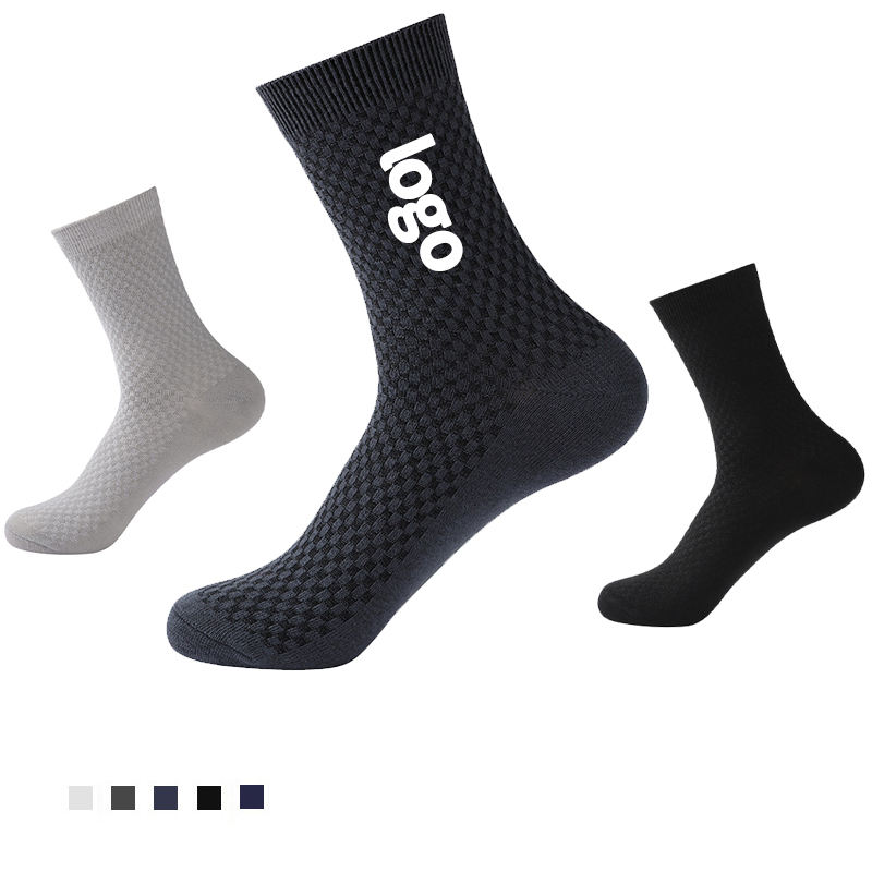 Wholesale High Quality Solid Color Customizable logo Bamboo Calcetin Men Crew Business Dress Socks