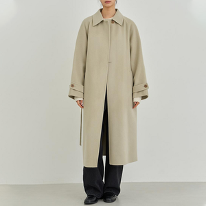 Wholesale <b>Mens</b> Maxi Raglan Sleeve Wool Blend <b>Coat</b> Lapel Collar Belted <b>Long</b> Trench Style Overcoat Elegant <b>Winter</b> Outerwear - Product Image 4