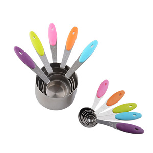 10-Piece Stainless Steel <b>Measuring</b> Cup Spoon Set Silicone Handle for Milk Powder Baking <b>Tools</b> for Home Kitchen Use for Foods - Product Image 5