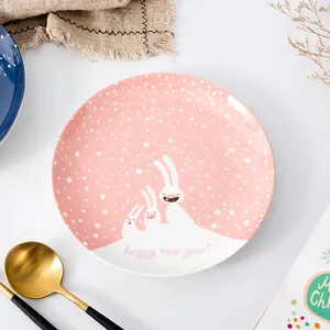 Plats en porcelaine <span class=keywords><strong>de</strong></span> noël, porcelaine <span class=keywords><strong>de</strong></span> noël, plateau <span class=keywords><strong>de</strong></span> service pour gâteaux et dessert, plateau en céramique assiette à dîner <span class=keywords><strong>de</strong></span> 8 pouces 1 pièce - Product Image 4