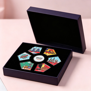 Ensemble de 6 aimants de <span class=keywords><strong>puzzle</strong></span> en métal en forme de bouclier, noms de <span class=keywords><strong>pays</strong></span> émaillés, collection OEM, aimants de réfrigérateur en métal, coffret cadeau souvenir - Product Image 3