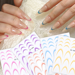 Pegatinas para uñas francesas, 24 Uds., calcomanías de colores degradados, 1 hoja, decoración para salón de manicura, diseño artístico de uñas DIY, accesorio autoadhesivo - Product Image 1