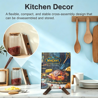 Support de livre de recettes design croisé - Texture bois, porte-recettes en bois - Présentoir multifonctionnel, décoration de comptoir de cuisine