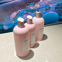 Emballage cosmétique, flacon pompe rose 350ml/500ml pour shampoing et lotion corporelle, avec logo personnalisé, matériau PET, emballage pour soins de la peau