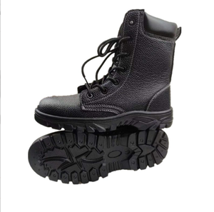 HBB0105 Botas Tácticas Largas de Cuero Genuino de Vaca, Personalizadas, Color Negro, con Superficie Grabada, Zapatos de Seguridad - Product Image 5
