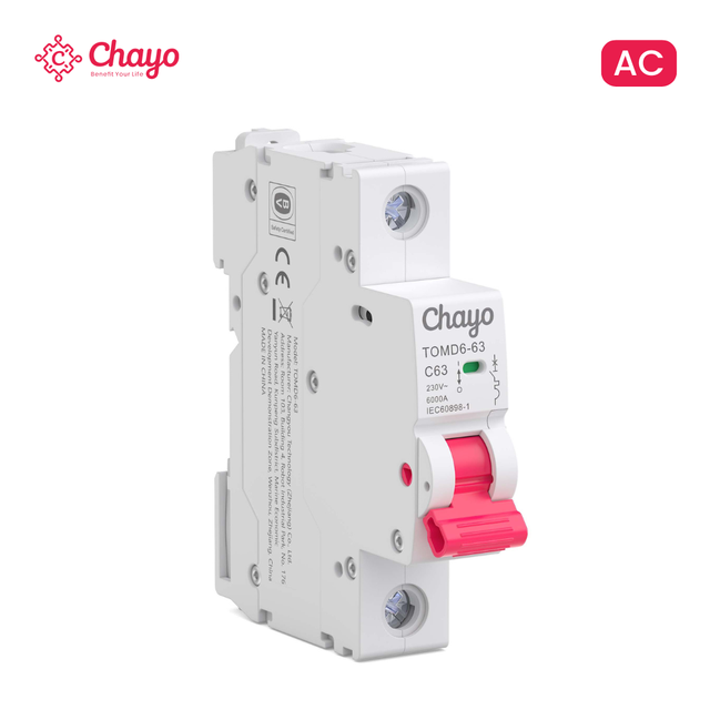 6KA AC DIN Rail MCB with CE 1P Miniature Circuit Breakers  6-63A Curve C OEM/ODM Customize for B2B Commercial Building Chayo
