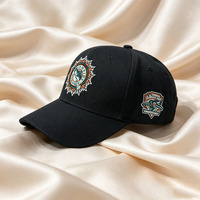 Casquette de baseball pliable en sergé de coton noir de haute qualité, six panneaux, visière plate, logo brodé 3D haute densité