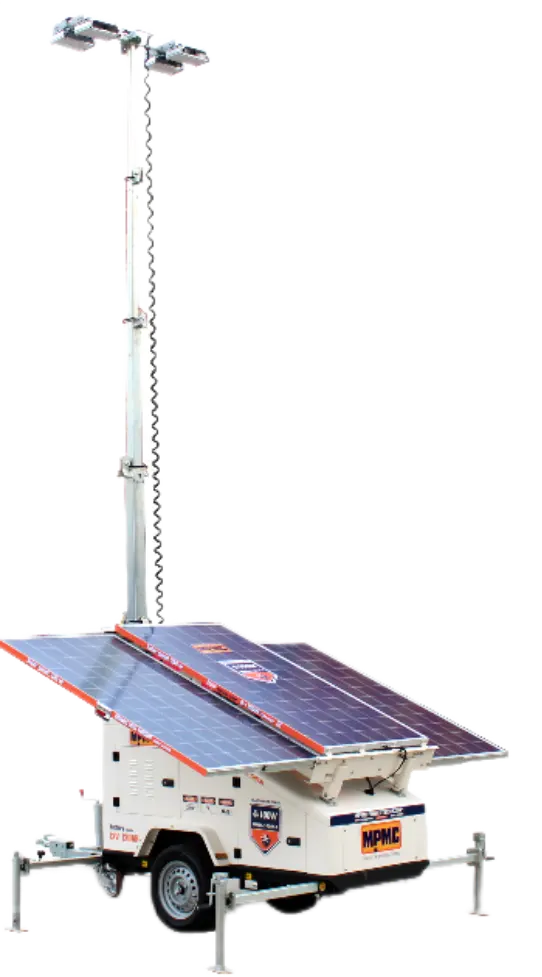 MPMC Mobile LED Light Tower Telescopic Mast Solar Light Tower Portable Lighting Tower With 3/5 pcs PV Panel