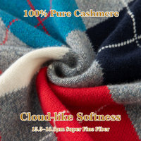 100% Kaschmir Argyle V-Ausschnitt Weicher Winter Casual Knopf-Cardigan für Damen im Old Money Stil