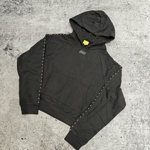 Ropa de calle personalizada de alta calidad de algodón Premium 420 Gsm peso pesado Boxy Fit Zip Up Bling Crystal Rhinestone Sudadera con capucha para hombres - Product Image 1