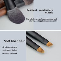 Ensemble de 12 pinceaux de maquillage en poils synthétiques avec manche en bois pour le visage - Mini outils de beauté