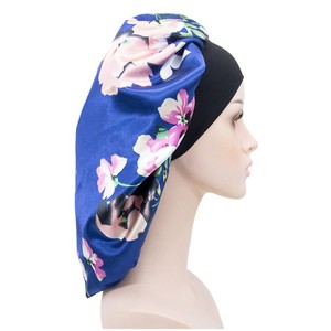 Bonnets pour cheveux avec LOGO personnalisé 8 pouces, Extra Large, en <span class=keywords><strong>Satin</strong></span>, tissu africain Ankara, cire, Double couche - Product Image 3