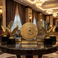 Trophée de Luxe Personnalisé pour le Prix d'Excellence des Bus de La Mecque, avec Impression UV et Design Écologique, pour les Récompenses du Transport Public