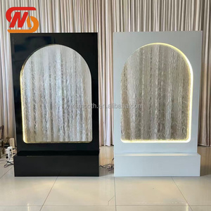 Smooth High Quality Wedding Waterfall Arch White Metal Welcome Sign <b>Backdrop</b> With White Light - Product Image 2