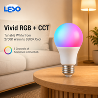 Bohlam LED WiFi Pintar 2.4G 9W 800LM E26 2700K-6500K RGB CCT Aplikasi 5-Kanal Dapat Diredupkan Kontrol Suara Penggunaan Rumah & Luar Ruangan