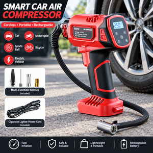 <b>Red</b> Car Version ST-9627 130W Portable Tire Inflator Handheld Digital Air <b>Pump</b> with Light - Product Image 6