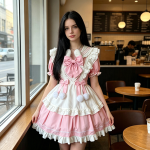 Vestido Lolita de Manga Larga, Dulce y Lindo, Diseño Original, Disfraz de Cosplay de <span class=keywords><strong>Anime</strong></span> para Mujeres Adultas, para Actuaciones en Escenarios y Fiestas - Product Image 6