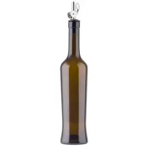 調味料醤油用注ぎ口付きリサイクル可能な空のガラスオリーブオイルボトルディスペンサー琥珀色の調理オリーブオイルボトル