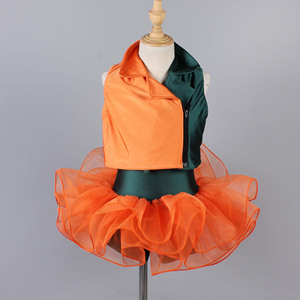Justaucorps de danse en spandex vert forêt, <span class=keywords><strong>costume</strong></span> de danse jazz en tricot orange, veste deux pièces, performance sur scène, vêtements de danse jazz - Product Image 1