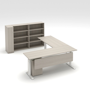 Bureau debout électrique moderne en forme de L avec tiroir, cadre de bureau réglable en métal <span class=keywords><strong>blanc</strong></span> - Product Image 3