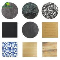 Tablero de Mesa Multimaterial de Piedra Sinterizada, Terrazo, HPL, Madera, para Interiores y Exteriores, Superficie de Mesa de Comedor, Formas Personalizadas
