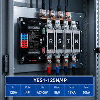 Commutateur de transfert automatique YUYE 2P 4P PC ATS à niveau de milliseconde, double alimentation, 400V 100A 20kA pour usage industriel