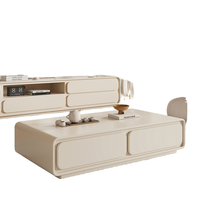 Meubles de salon modernes blancs crème français Combo minimaliste meuble TV à bords ronds Table basse pour petite décoration de la maison