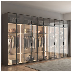 Cbmmart ตู้เสื้อผ้าหรูหราดีไซน์ทันสมัยสำหรับเดินในตู้เสื้อผ้าแผงประตูกระจกตู้เสื้อผ้าตู้เสื้อผ้าห้องนอนที่ทันสมัยทำจากไม้ - Product Image 3