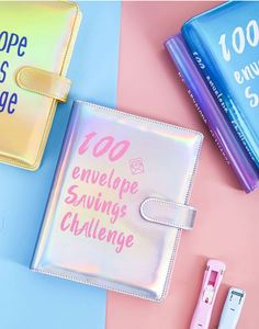 100 Envelopes Money Saving Challenge Budget Binders A5 PU Leather Budget Loose <b>Leaf</b> Design - Product Image 3