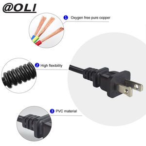 미국 표준 플러그 미국 <span class=keywords><strong>AC</strong></span> 전원 코드 무료 샘플 2 핀 플러그 컴퓨터 및 가전 제품 용 전원 케이블 - Product Image 5