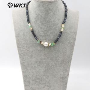 WT-JN101 bán buôn vỏ tự nhiên hạt Choker Vòng cổ trong 16 "inch dài với ngọc trai phụ nữ thời trang đồ trang sức tự nhiên Vỏ Vòng cổ - Product Image 5