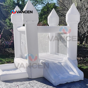 Rumah pantul putih tiup kain Oxford ukuran Mini dengan perosotan dan lubang bola rumah pantul balita untuk penyewaan permainan lembut anak-anak - Product Image 2