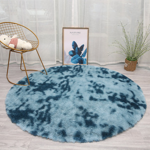 Alfombra Redonda Shengxi con Diseño Tie Dye, Moderna, Lavable, para Sala de Estar o Dormitorio, con Patrón Abstracto, de Pelo Largo y Terciopelo - Product Image 3