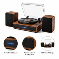Tourne-disque professionnel USB MP3 à 3 vitesses pour la décoration de la maison, style vintage en noyer **Lecteur de disques vinyles**
