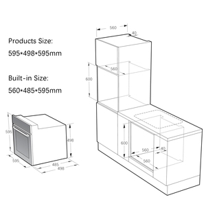60cm được xây dựng trong núm điều khiển kỹ thuật số thông minh đơn tường lò hơi/đối lưu, 4/6/9/10 chức năng được xây dựng trong khí và Lò nướng điện - Product Image 4