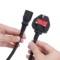 Cable de Extensión de Corriente CA KESHI UK, 240V, 3 Enchufes, 1 Tomacorriente, 13 Amperios, Cable SJTW de PVC y Cobre de 1m, para Electrodomésticos y Luces de Escenario